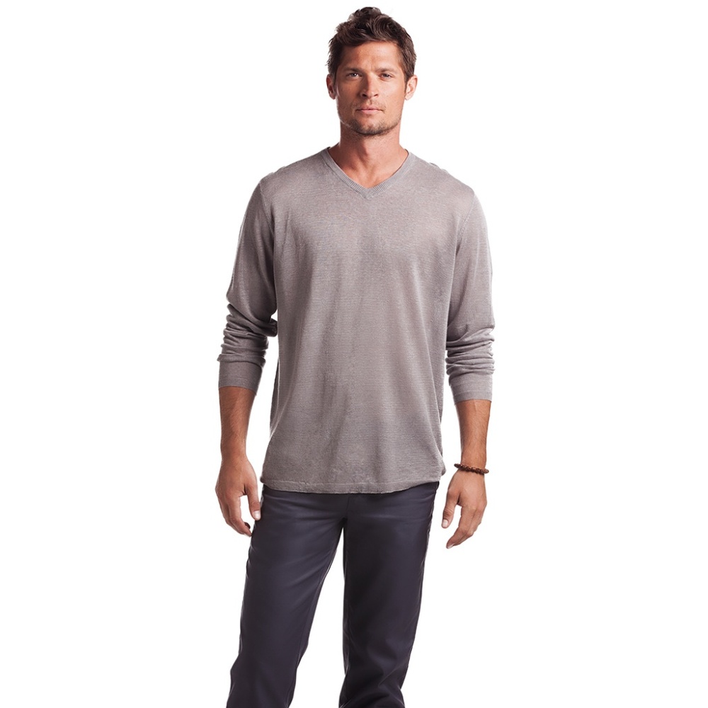 New $165 Island Company Long Knit Linen V-Neck